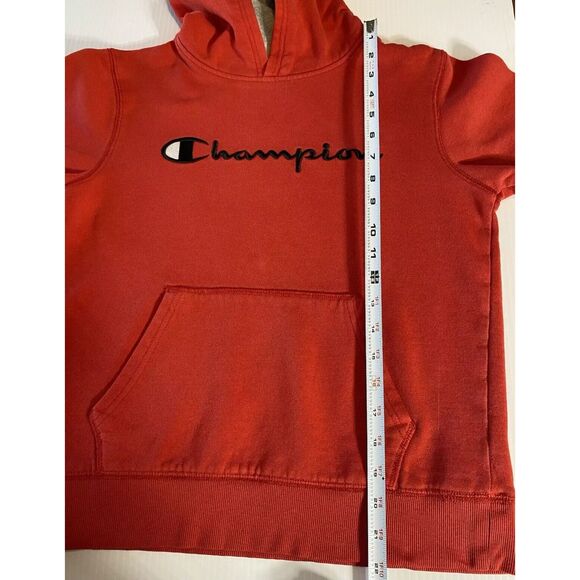 Champion Hoodie Boy's Size Large 10/12 Sweatshirt Kangaroo Pocket Pullover Red - Picture 3 of 8